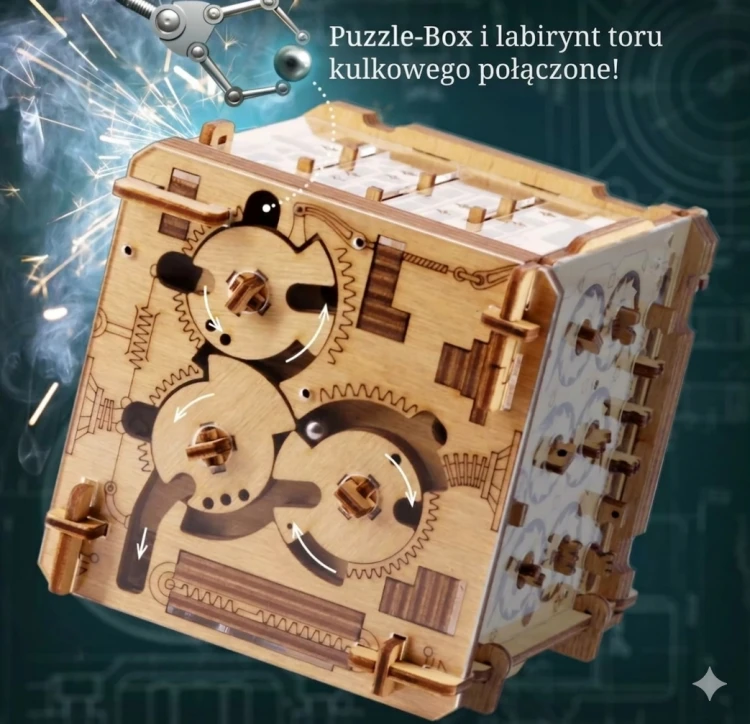 Konstrukcja skrzynki typu Escape Room Cambridge Labyrinth – idealny prezent dla inteligentnych osób.
