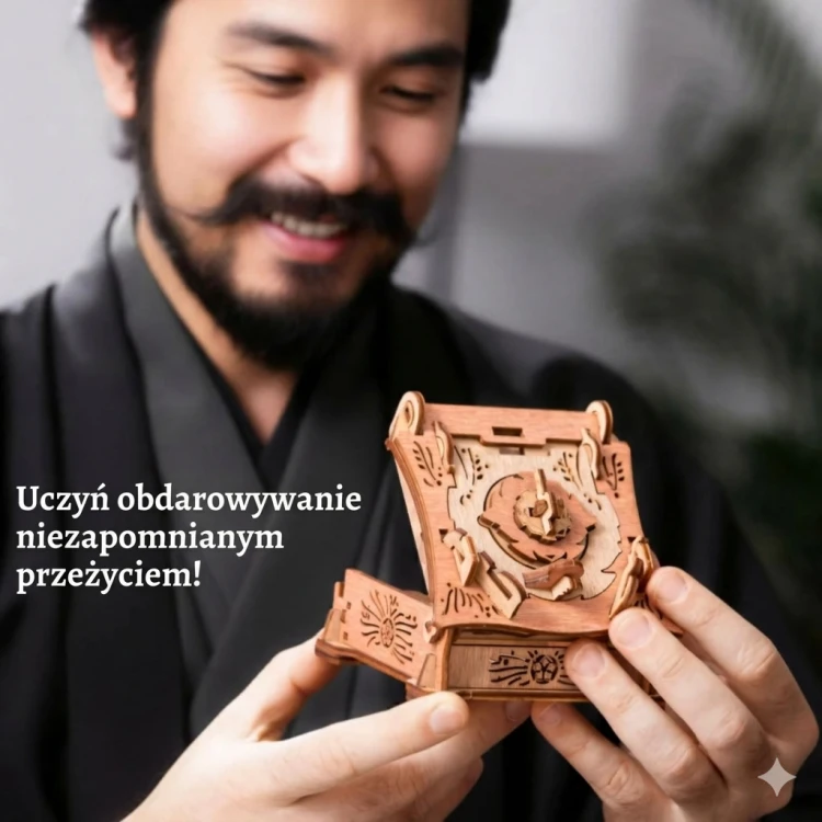 Samurai Box trzymany w dłoniach – prezentacja kompaktowego rozmiaru i wysokiej jakości wykonania.