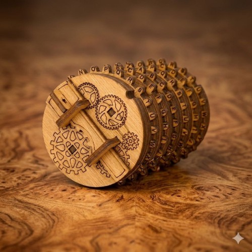 Kryptos drewniany model 3D do składania - szkatułka zagadka DIY ROMANCO