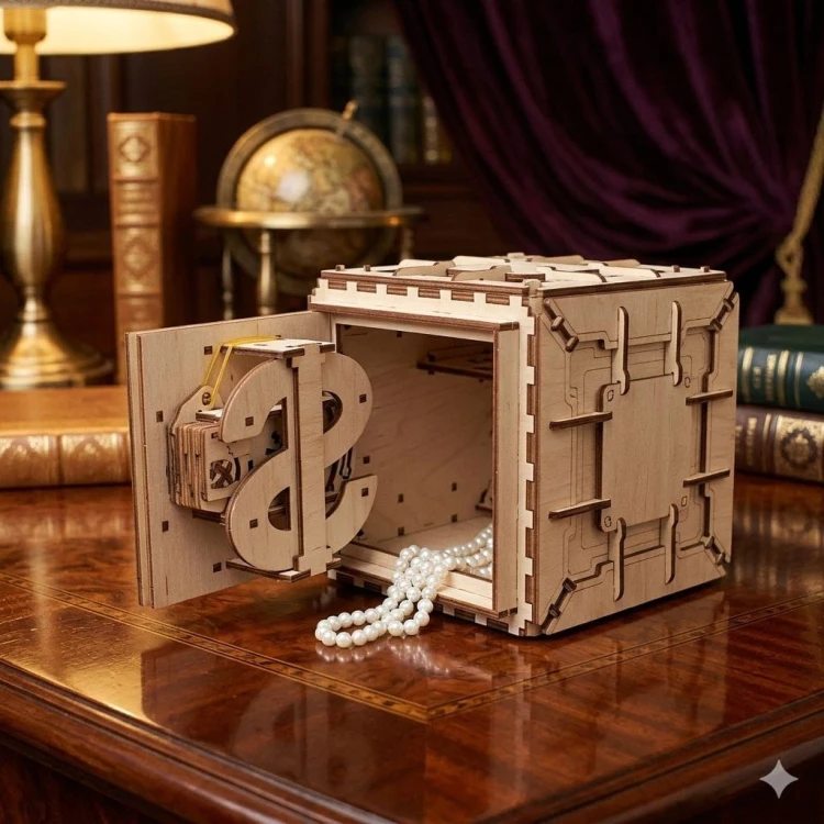 Puzzle 3D z drewna sejf do składania bez kleju