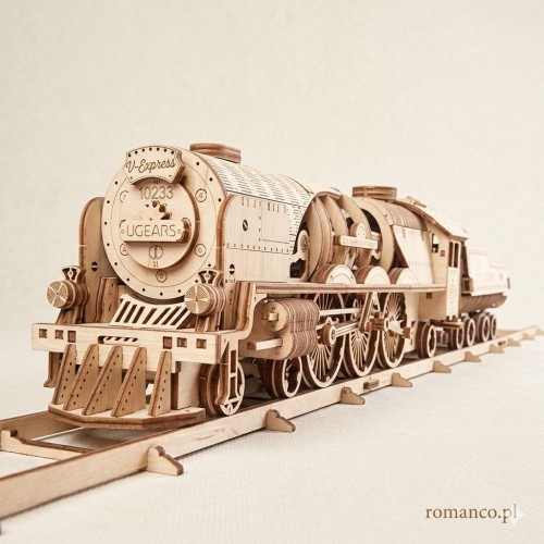 Puzzle 3D z drewna pociąg lokomotywa z tendrem