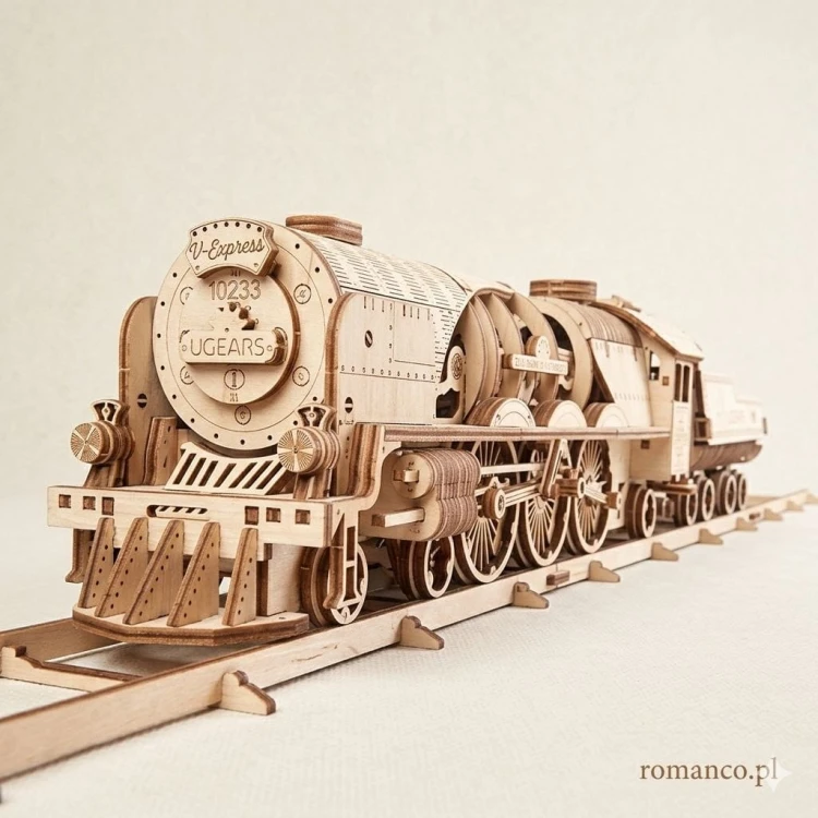 Puzzle 3D z drewna pociąg lokomotywa z tendrem