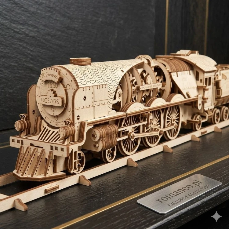 Puzzle 3D z drewna pociąg lokomotywa z tendrem