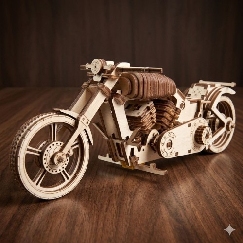 Puzzle 3D z drewna motocykl
