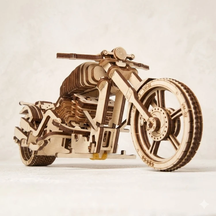 Ruchomy model motocykla do składania bez kleju Ugears