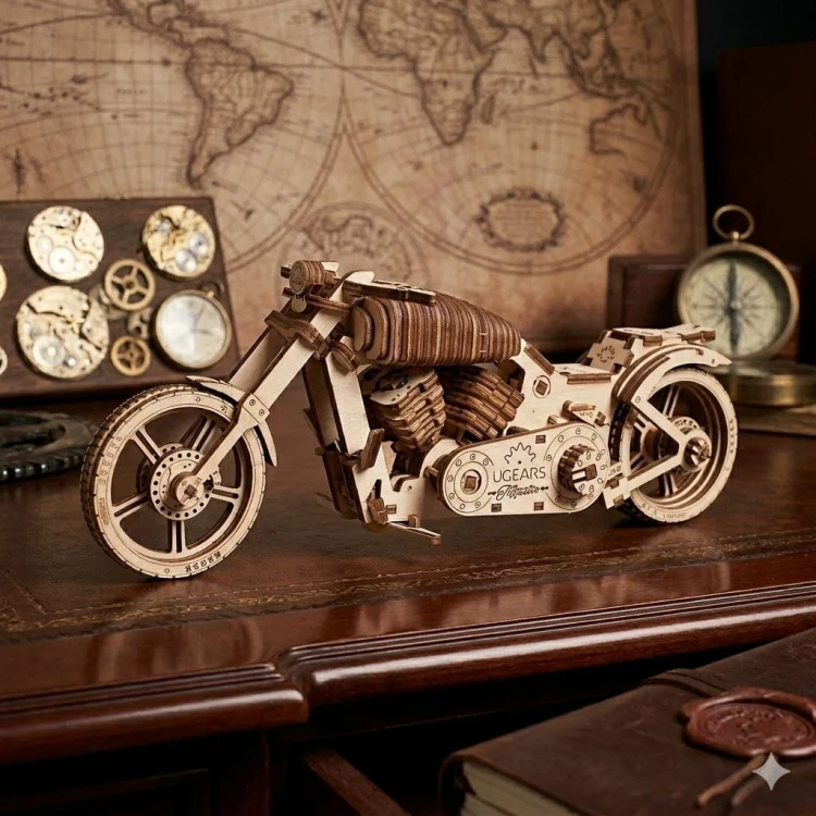 Prezent dla motocyklisty drewniany motor Ugears
