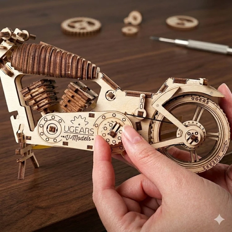 Mechaniczna układanka 3D motocykl z silnikiem