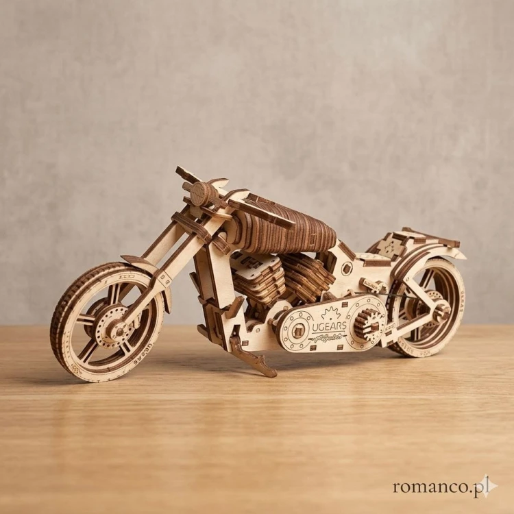 Drewniany model mechaniczny Ugears Motocykl