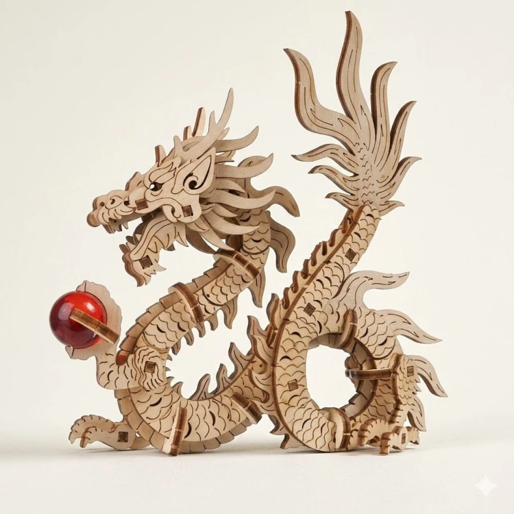 Puzzle 3D z drewna smok Dragon