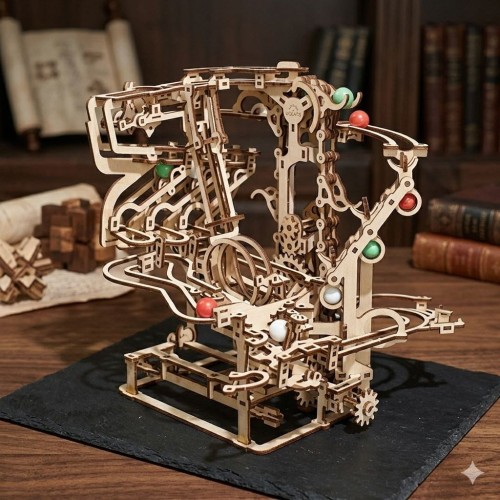 Puzzle 3D z drewna labirynt na kulki