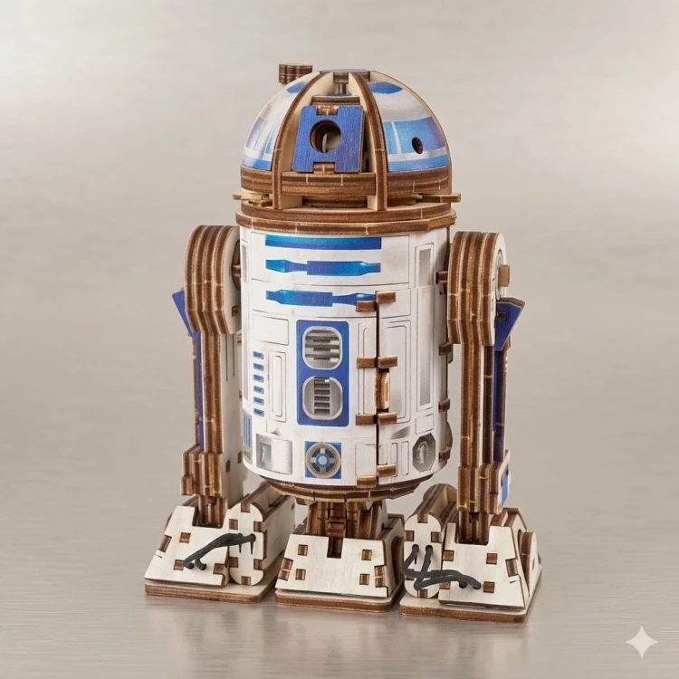 Puzzle 3D z drewna droid R2-D2 Gwiezdne Wojny
