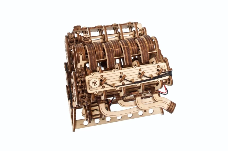 Mechaniczne puzzle z drewna silnik spalinowy V8 model kolekcjonerski
