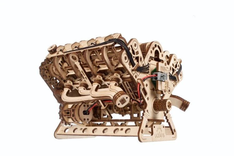 Ekologiczne drewniane puzzle 3D silnik spalinowy V8 oryginalny prezent