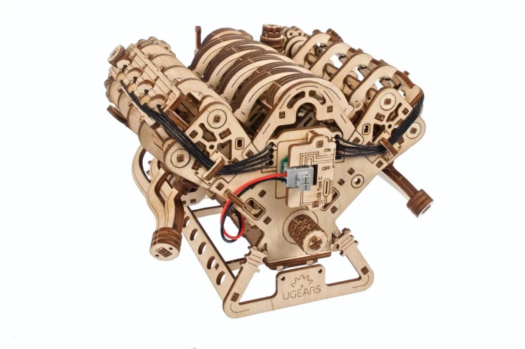 Ekologiczne drewniane puzzle 3D silnik spalinowy V8 oryginalny prezent