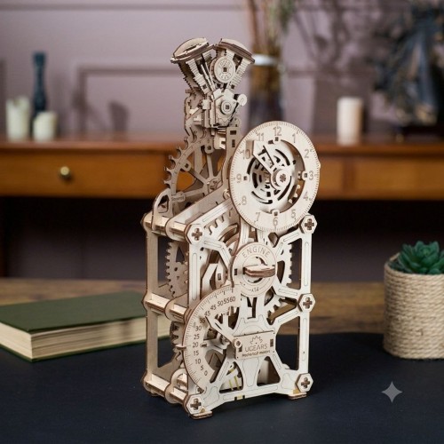 Zegar Mechaniczny Ugears drewniane puzzle 3D model do składania na prezent