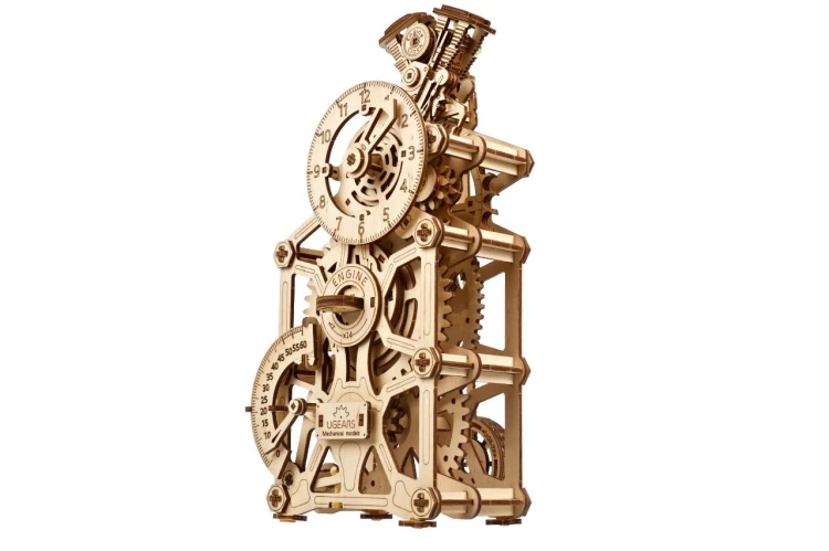Zegar Mechaniczny Ugears drewniane puzzle 3D model do składania na prezent