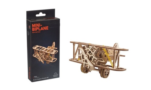 Opakowanie i gotowe puzzle 3D Mini Biplane - elegancki prezent dla fana lotnictwa